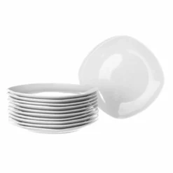 Wadiga Assiettes à Dessert Assiette à Dessert Carrée En Porcelaine Blanche - Lot De 12