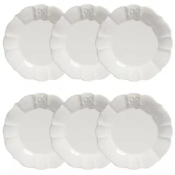 Maisons Du Monde Vaisselle De Noël Assiette à Dessert En Faïence Blanche - Lot De 6