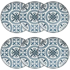 Maisons Du Monde Assiettes à Dessert Assiette à Dessert En Faïence Bleue Et Blanche Motifs Graphiques - Lot De 6