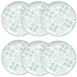 Maisons Du Monde Assiettes à Dessert Assiette à Dessert En Grès Blanc à Motifs Bleus Et Gris - Lot De 6