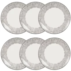 Maisons Du Monde Vaisselle De Noël Assiette à Dessert En Grès Blanc Motifs à Pois - Lot De 6