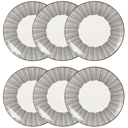 Maisons Du Monde Assiettes à Dessert Assiette à Dessert En Grès Blanc Motifs à Rayures - Lot De 6 1 Maisons Du Monde Assiettes à Dessert Assiette à Dessert En Grès Blanc Motifs à Rayures - Lot De 6