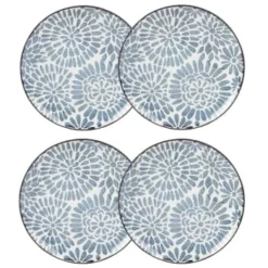 Maisons Du Monde Assiettes à Dessert Assiette à Dessert En Grès Imprimé Traits Bleus - Lot De 4 -Assiettes Soldes Magasin assiette a dessert en gres blanc motifs graphiques bleus ischia 1000 0 6 193239 4
