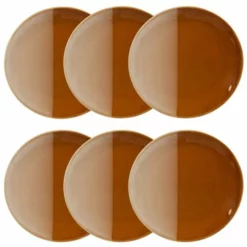 Maisons Du Monde Assiettes à Dessert Assiette à Dessert En Grès Caramel Et Crème - Lot De 6