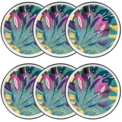 Maisons Du Monde Assiettes à Dessert Assiette à Dessert En Grès Ivoire Motif Végétal Multicolore - Lot De 6