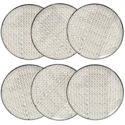 Maisons Du Monde Vaisselle De Noël Assiette à Dessert En Grès Micromotif Noir/blanc D 21 Cm - Lot De 6
