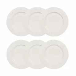 Maisons Du Monde Vaisselle De Noël Assiette à Dessert En Porcelaine Blanche - Lot De 6