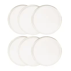 Maisons Du Monde Vaisselle De Noël Assiette à Dessert En Porcelaine Blanche Et Dorée - Lot De 6