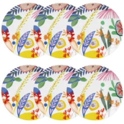 Maisons Du Monde Assiettes Assiette à Dessert En Porcelaine Multicolore Imprimée - Lot De 6