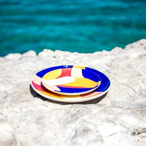 Assiettes à Dessert Assiette à Dessert Olympe Maisons Du Monde X Sakina M’Sa En Faïence Rouge, Bleu, Orange, Jaune Et Rose 4 Assiettes à Dessert Assiette à Dessert Olympe Maisons Du Monde X Sakina M’Sa En Faïence Rouge, Bleu, Orange, Jaune Et Rose – Image 4