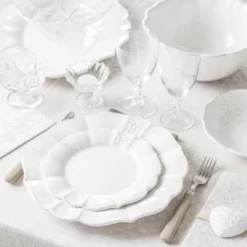 Maisons Du Monde Vaisselle De Noël Assiette Creuse En Faïence Blanche - Lot De 6 -Assiettes Soldes Magasin assiette creuse en faience blanche 1000 16 37 132344 2