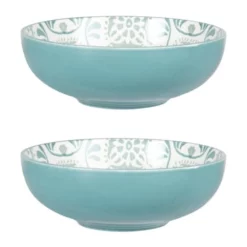 Maisons Du Monde Assiettes Creuses Assiette Creuse En Grès Blanc à Motifs Bleus Et Gris - Lot De 4