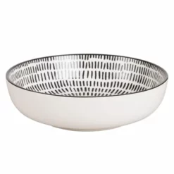 Maisons Du Monde Assiettes Creuses Assiette Creuse En Grès Blanc à Rayures - Lot De 6