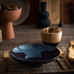 Maisons Du Monde Vaisselle De Noël Assiette Creuse En Grès Bleu - Lot De 2 -Assiettes Soldes Magasin assiette creuse en gres bleu 1000 15 0 207296 3
