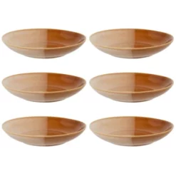 Maisons Du Monde Assiettes Creuses Assiette Creuse En Grès Caramel Et Crème - Lot De 6