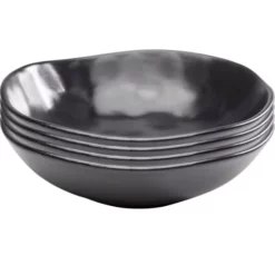 Kare Design Assiettes Creuses Assiette Creuse En Grès Noir D22 - Lot De 4