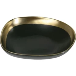 Kare Design Assiettes Creuses Assiette Creuse En Grès Vert Foncé Et Doré D19 - Lot De 4 -Assiettes Soldes Magasin assiette creuse en gres vert fonce et dore d19 lot de 4 3