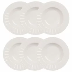 Maisons Du Monde Assiettes Creuses Assiette Creuse En Porcelaine Blanche - Lot De 6