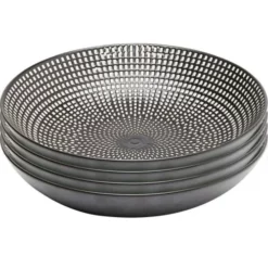 Kare Design Assiettes Creuses Assiette Creuse En Porcelaine Noire Et Blanche D20 - Lot De 4