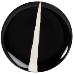 Maisons Du Monde Assiettes De Présentation Assiette De Présentation En Grès Noir Et Trait Blanc