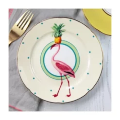 Yvonne Ellen Assiettes à Dessert Assiette En Porcelaine Flamant Rose D16cm -Assiettes Soldes Magasin assiette en porcelaine flamant rose d16cm 2