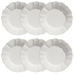 Maisons Du Monde Vaisselle De Noël Assiette Plate En Faïence Blanche - Lot De 6