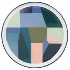 Maisons Du Monde Assiettes Plates Assiette Plate En Faïence Motif Bleu, Vert, Mauve Et Rose - Lot De 6