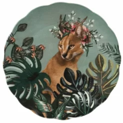 Maisons Du Monde Assiettes Plates Assiette Plate En Faïence Multicolore Motif Tropical Et Lynx - Lot De 6