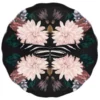 Maisons Du Monde Assiettes Plates Assiette Plate En Faïence Noire Motifs Roses - Lot De 6