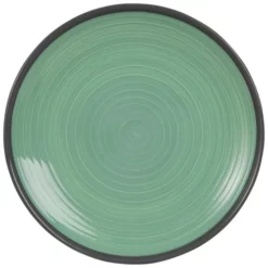 Maisons Du Monde Assiettes Plates Assiette Plate En Faïence Verte - Lot De 2