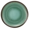 Maisons Du Monde Assiettes Plates Assiette Plate En Grès à Relief Vert Et Contour Marron - Lot De 4