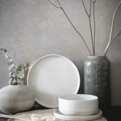 Maisons Du Monde Vaisselle De Noël Assiette Plate En Grès Blanc - Lot De 6 -Assiettes Soldes Magasin assiette plate en gres blanc 1000 12 6 208245 6