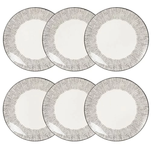 Maisons Du Monde Vaisselle De Noël Assiette Plate En Grès Blanc Motifs à Pois - Lot De 6 1 Maisons Du Monde Vaisselle De Noël Assiette Plate En Grès Blanc Motifs à Pois - Lot De 6