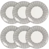 Maisons Du Monde Assiettes Plates Assiette Plate En Grès Blanc Motifs à Rayures - Lot De 6