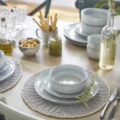 Maisons Du Monde Assiettes Plates Assiette Plate En Grès Gris Clair - Lot De 6 -Assiettes Soldes Magasin assiette plate en gres gris clair 1000 13 21 207481 3