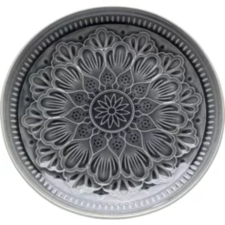 Kare Design Assiettes Plates Assiette Plate En Grès Gris D27 - Lot De 4 -Assiettes Soldes Magasin assiette plate en gres gris d27 lot de 4 2