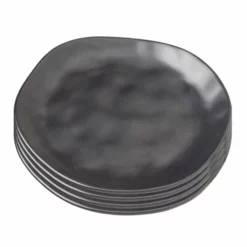 Kare Design Assiettes Plates Assiette Plate En Grès Noir D26 - Lot De 4