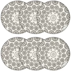 Maisons Du Monde Vaisselle De Noël Assiette Plate En Grès Blanc Motifs Graphiques Noirs - Lot De 6 -Assiettes Soldes Magasin assiette plate en gres noir et blanc imprime chiang mai 1000 6 26 154145 6