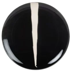 Maisons Du Monde Assiettes Plates Assiette Plate En Grès Noir Et Trait Blanc - Lot De 4
