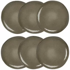 Maisons Du Monde Assiettes Plates Assiette Plate En Grès Vert - Lot De 6