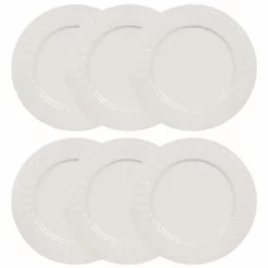 Maisons Du Monde Vaisselle De Noël Assiette Plate En Porcelaine Blanche - Lot De 6