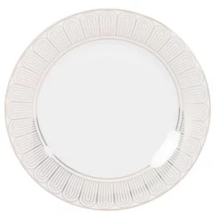 Maisons Du Monde Assiettes Plates Assiette Plate En Porcelaine Blanche à Bord Doré - Lot De 6