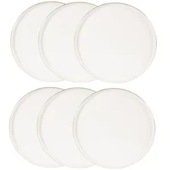 Maisons Du Monde Vaisselle De Noël Assiette Plate En Porcelaine Blanche Et Dorée - Lot De 6