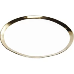 Kare Design Assiettes Plates Assiette Plate En Porcelaine Blanche Et Dorée D25 -Assiettes Soldes Magasin assiette plate en porcelaine blanche et doree d25 2