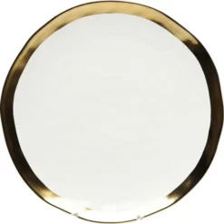 Kare Design Assiettes Plates Assiette Plate En Porcelaine Blanche Et Dorée D25