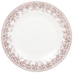 Maisons Du Monde Assiettes Plates Assiette Plate En Porcelaine Blanche Motif Végétal Gris - Lot De 6