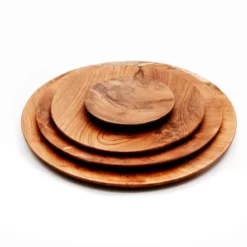 Bazar Bizar Assiettes Plates Assiette Ronde En Bois De Teck Extra Petite -Assiettes Soldes Magasin assiette ronde en bois de teck extra petite 2