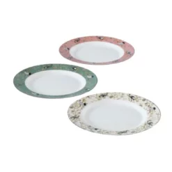 Wadiga Assiettes à Dessert En Céramique Fleurs Et Oiseaux D20cm - Lot De 3