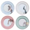 Yvonne Ellen Assiettes Plates Assiettes Animaux En Porcelaine D27cm - Lot De 4