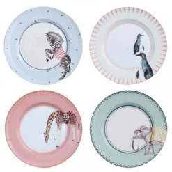 Yvonne Ellen Assiettes Plates Assiettes Animaux En Porcelaine D27cm - Lot De 4